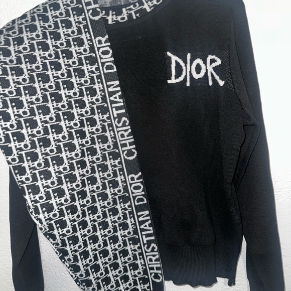 Dior Black Knit Pullover with White Logo - Picture 1 of 4